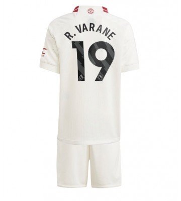 Lacne Dětský Futbalové dres Manchester United Raphael Varane #19 2023-24 Krátky Rukáv - Tretina (+ trenírky)